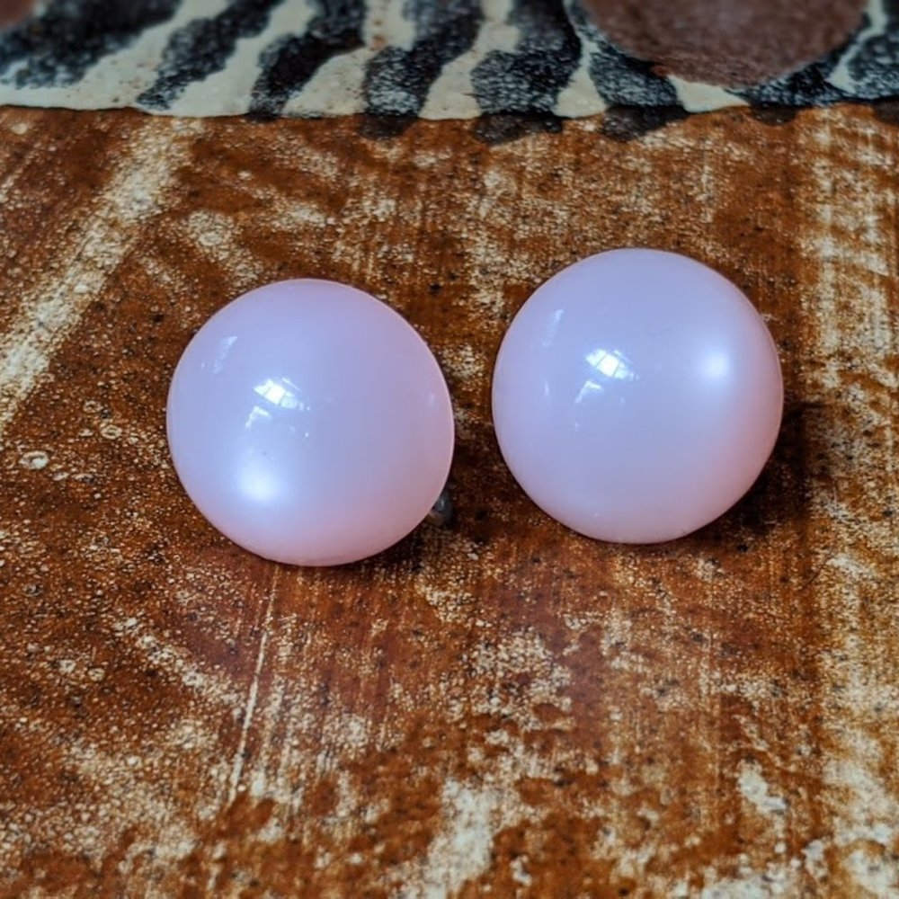 1960's Pink Pearlescent Thermoplastic Earrings